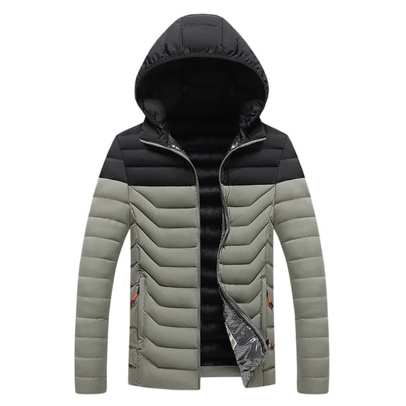 USNSM Men's Insulated Lightweight Puffer Jacket Color Blocked Winter Warm Coat Quilted Water Resistant Packable Hiking Camping Green XL