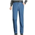 thumbnail image 1 of USNSM Men's Jeans Casual Thick High-Stretchy Flat Front Denim Pants Button Zipper Straight Leg Full Length Trousers with Pockets Light Blue S, 1 of 7