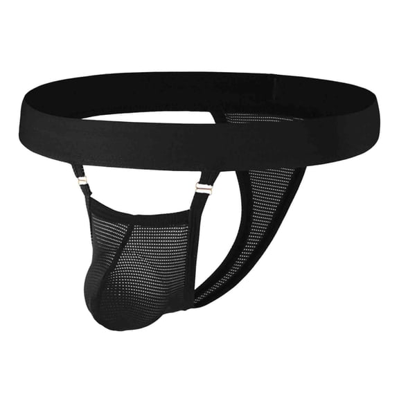 USNSM Men's Jockstraps Athletic Supporters Underwear Mesh Jock Strap Sports Stretch Breathable Thongs Black L