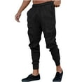 thumbnail image 1 of USNSM Men's Joggers Casual Pants Stretch Elastic Waist Drawstring Tapered Pants with Pocket Outdoor Solid Loose Comfy Trouser Black XL, 1 of 6