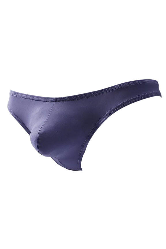 Men's Large Pouch Ice Silk Thongs High Elasticity Underwear Summer Solid Color Breathable Lingerie for Men Blue XL