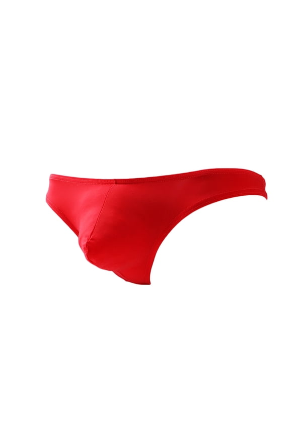 Men's Large Pouch Ice Silk Thongs High Elasticity Underwear Summer Solid Color Breathable Lingerie for Men Red XXL