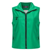 USNSM Men's Lightweight Softshell Vest Jacket Windproof Sleeveless Jacket for Travel Hiking Running Sports Green L