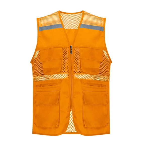 USNSM Men's Lightweight Softshell Vest Jacket Windproof Sleeveless Jacket for Travel Hiking Running Sports Orange XL