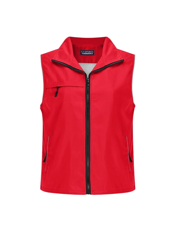 Men's Lightweight Softshell Vest Jacket Windproof Sleeveless Jacket for Travel Hiking Running Sports Red XL