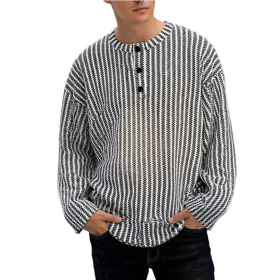 USNSM Men's Long Sleeve Casual Ribbed Knit Round Neck Basic Pullover Sweaters Loose Soft Comfortable Top for Fall Winter White XXL