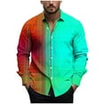thumbnail image 1 of USNSM Men's Long Sleeve Dress Shirts Color Block Print Wrinkle-Free Casual Button Down Shirt Party Disco Formal Shirt Tops Blue XXL, 1 of 5
