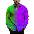 thumbnail image 1 of USNSM Men's Long Sleeve Dress Shirts Color Block Print Wrinkle-Free Casual Button Down Shirt Party Disco Formal Shirt Tops Purple XXL, 1 of 5