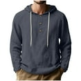 thumbnail image 1 of USNSM Men's Long Sleeve Linen Hoodies, Solid Color Summer Lightweight Loose Button Up Business Casual Hooded Shirts Gray M, 1 of 7