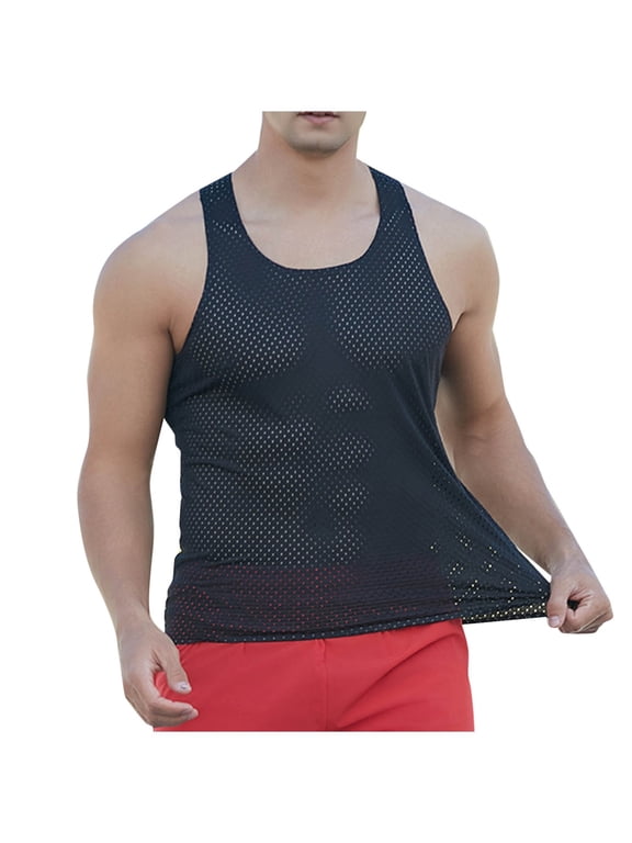 Men's Mesh Running Tank Tops Ultra Lightweight Marathon Singlets Breathable Race Vests Quick Dry Sleeveless Shirt Black XXL