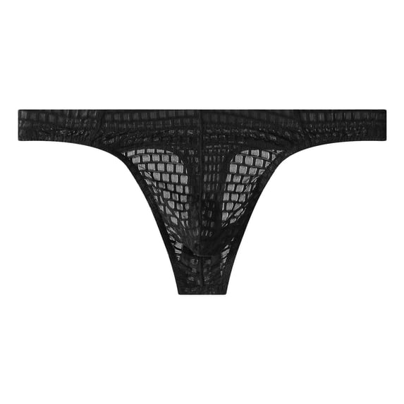 USNSM Men's Mesh Thong G String Underwear Low Rise T Back Soft Breathable Comfort Panties Black XXL