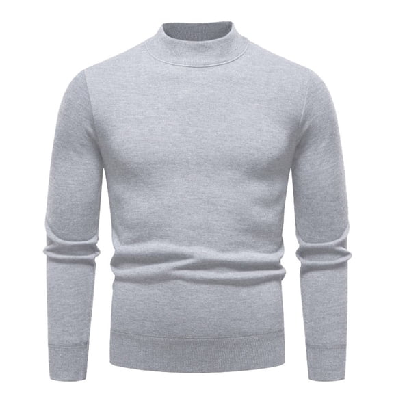 USNSM Men's Mock Turtleneck Long Sleeve Soft Lightweight Casual Slim Fit Pullover Stretch Knit Top for Fall Winter Gray L