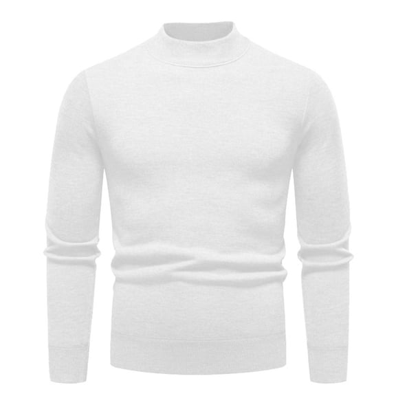 USNSM Men's Mock Turtleneck Long Sleeve Soft Lightweight Casual Slim Fit Pullover Stretch Knit Top for Fall Winter White L