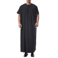 thumbnail image 1 of USNSM Men's Muslim Robe Arab Robe Long Style Long Sleeve Round Collar Button Pockets Long Shirt Fashion Casual Robe Sets Black M, 1 of 9