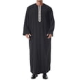 thumbnail image 1 of USNSM Men's Muslim Robe Arab Robe Long Style Long Sleeve Round Collar Button Pockets Long Shirt Fashion Casual Robe Sets Black S, 1 of 9