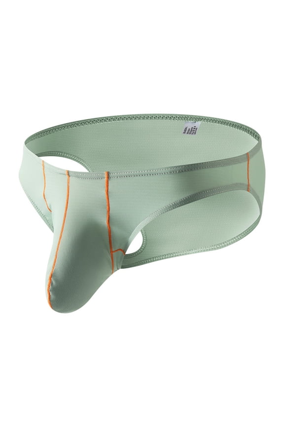 Men's New Fashion Thong Low Rise G-Strings Bulge Pouch T-Back Briefs Solid Color Underwear Bikini Green L