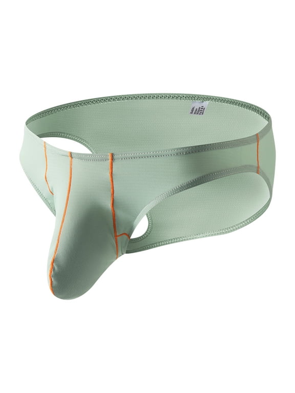 Men's New Fashion Thong Low Rise G-Strings Bulge Pouch T-Back Briefs Solid Color Underwear Bikini Green L