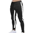thumbnail image 1 of USNSM Men's Outdoor Casual Fashion Sweatpants Slim Fit Joggers Pants Drawstring Side Stripes Athletic Gym Pants with Zip Pocket Black S, 1 of 5