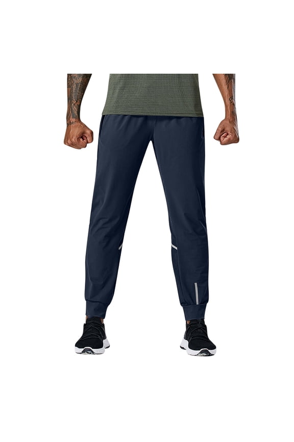 Men's Outdoor Hiking Pants Quick Dry Lightweight Travel Track Running Active Jogger Sweatpants with Pockets Blue L