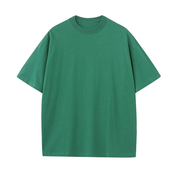 USNSM Men's Oversized Cotton T-Shirts Loose Fit Vintage Washed Tee Unisex Short Sleeve Big and Tall Soft Breathable Casual Shirts Tops Green S