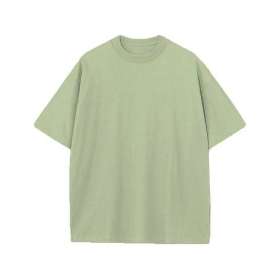 USNSM Men's Oversized Cotton T-Shirts Loose Fit Vintage Washed Tee Unisex Short Sleeve Big and Tall Soft Breathable Casual Shirts Tops Green S