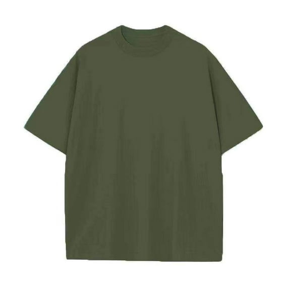 USNSM Men's Oversized Cotton T-Shirts Loose Fit Vintage Washed Tee Unisex Short Sleeve Big and Tall Soft Breathable Casual Shirts Tops Green XXXXXL