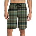thumbnail image 1 of USNSM Men's Pajama Shorts Plaid Sleep Short Pants with Pockets Drawstring Soft Comfort Breathable Lounge Pajamas Bottoms for Men Green L, 1 of 6