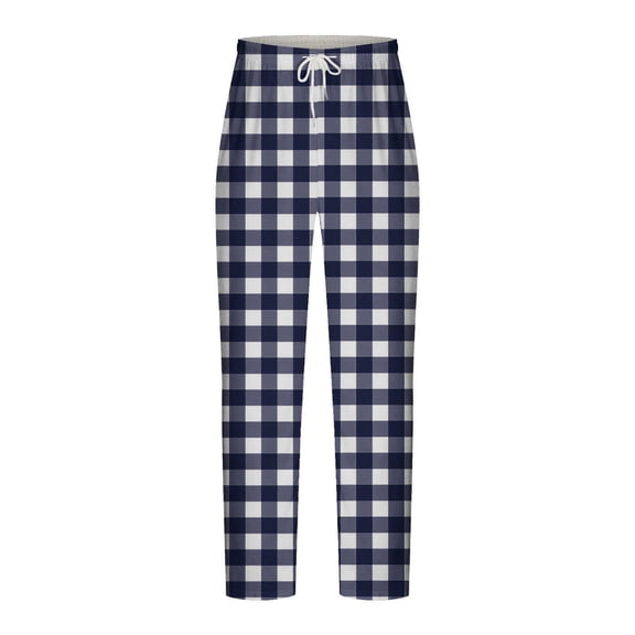 USNSM Men's Pajamas Pants Casual Plaid Loose Straight Leg Sleepwear Trousers Drawstring Elastic Waist Long Joggers Dark Gray 2XL