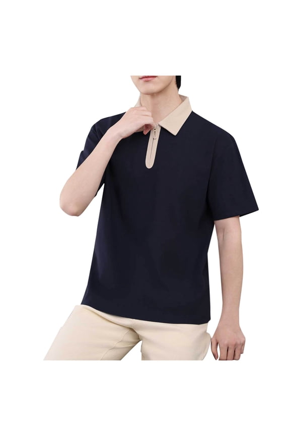 Men's Performance Golf Shirt Moisture Wicking Quick Dry Short Sleeve Turndown Collar Shirts for Men Casual Activewear Blue S