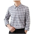 thumbnail image 1 of USNSM Men's Plaid Shirt Casual Business Loose Cotton Shirt Turndown Collar Button up Long Sleeve Tops with Pocket Black XL, 1 of 5