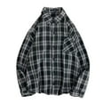 thumbnail image 1 of USNSM Men's Plaid Shirt Lapel Button up Long Sleeve Shirt Casual Work Commuter Tops with Chest Pocket Black 3XL, 1 of 4