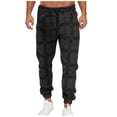 thumbnail image 1 of USNSM Men's Plaid Sweatpants Casual Fitness Slim Fit Jogger Drawstring Elastic Waist Long Pants with Pockets Black 3XL, 1 of 4