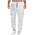 thumbnail image 1 of USNSM Men's Plaid Sweatpants Casual Fitness Slim Fit Jogger Drawstring Elastic Waist Long Pants with Pockets White M, 1 of 4