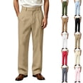 thumbnail image 1 of USNSM Men's Pleated Wide Leg Dress Pants Formal Straight Leg Baggy Golf Pants Solid Color Business Casual Office Work Trouser Pink XL, 1 of 9