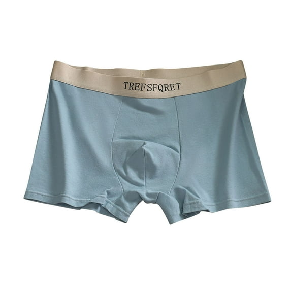 USNSM Men's Plus Size Daily Underwear Boxer Briefs Cotton Stretch Moisture-Wicking Soft Comfortable Breathable Underwear Light Blue XXXXL