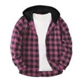 thumbnail image 1 of USNSM Men's Plus Size Flannel Hoodie Shirts Casual Button Down Plaid Shirt Jackets for Men Long Sleeve Stylish Hooded Shirt Blouse Pink XXXXXL, 1 of 5