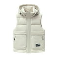 thumbnail image 1 of USNSM Men's Plus Size Hooded Puffer Vest Waistcoat Sleeveless Zip Up Padded Jackets Coat Lightweight Quilted Gilet with Pockets Beige XXXL, 1 of 3