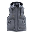 thumbnail image 1 of USNSM Men's Plus Size Hooded Puffer Vest Waistcoat Sleeveless Zip Up Padded Jackets Coat Lightweight Quilted Gilet with Pockets Gray XXXXL, 1 of 7