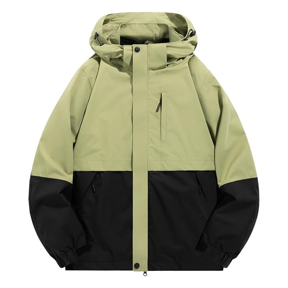 USNSM Men's Plus Size Outdoor Removable Inner Liner 3-in-1 Zipper Pocket Jacket Long Sleeve Waterproof Warm Workwear Jackets Green XXXXL