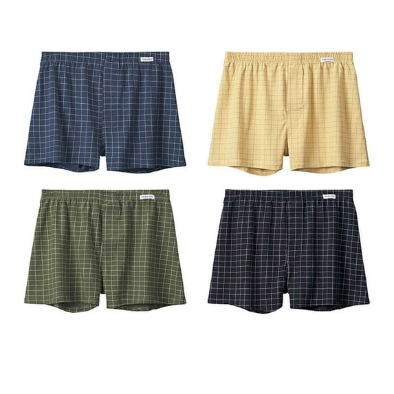 USNSM Men's Plus Size Plaid Printing Cotton Boxer Briefs Boxer Briefs Soft Comfortable Breathable Stretch Underwear Casual Shorts Underwear Navy XXL