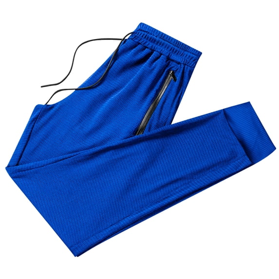 USNSM Men's Plus Size Quick Dry Athletic Joggers Stretch Sweatpants with Zipper Pockets Running Workout Gym Track Golf Pants Blue M