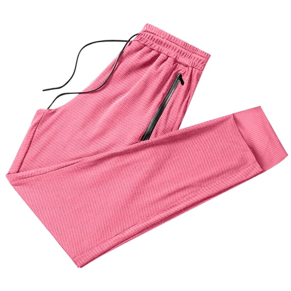 USNSM Men's Plus Size Quick Dry Athletic Joggers Stretch Sweatpants with Zipper Pockets Running Workout Gym Track Golf Pants Pink XXXXXL