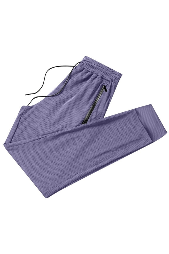 Men's Plus Size Quick Dry Athletic Joggers Stretch Sweatpants with Zipper Pockets Running Workout Gym Track Golf Pants Purple XXXL