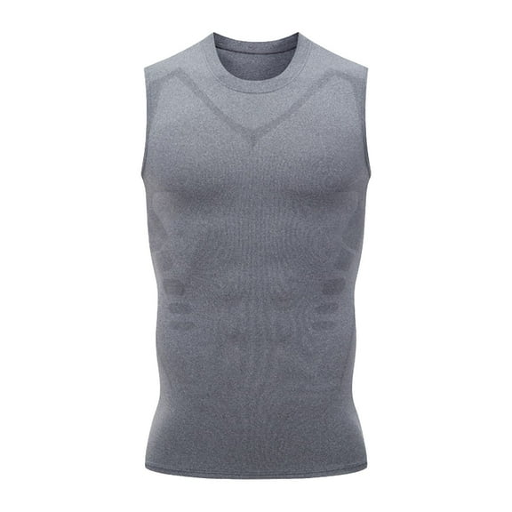 USNSM Men's Plus Size Sleeveless Compression Shirt Athletic Workout Gym Undershirt Quick Dry Breathable Tank Tops Gray M