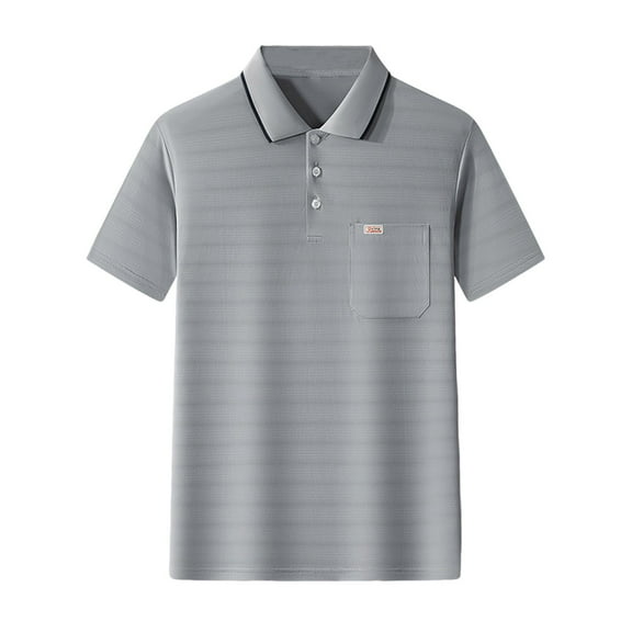 USNSM Men's Quick-Dry Active Shirts Short Sleeve Performance for Golf Tennis Daily Casual Collared T-Shirt with Pocket Gray XXL