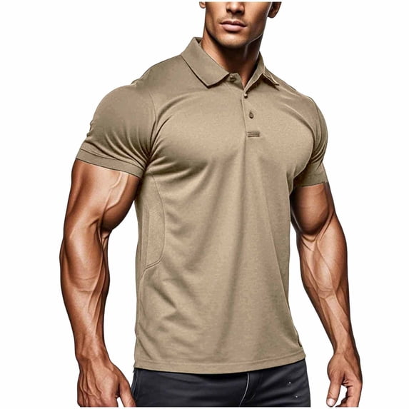 USNSM Men's Quick Dry Sport Shirt, Lightweight Breathable Performance, Solid Color Short Sleeve UPF 50+ Outdoor Golf Shirt Yellow L