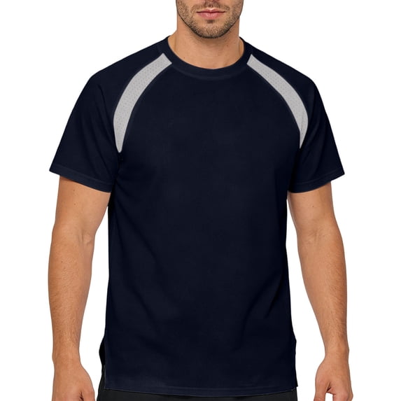 USNSM Men's Raglan Mesh T Shirt Quick Dry Short Sleeve Crew Neck Tops Summer Breathable Tee Workout Gym Running Training Activewear Blue XXL