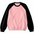 thumbnail image 1 of USNSM Men's Raglan Sleeve T-Shirt Casual Plus Velvet Color Block Loose Knitting Cotton Shirt Round Neck Long Sleeve Pullover Hot Pink L, 1 of 3