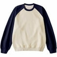 thumbnail image 1 of USNSM Men's Raglan Sleeve T-Shirt Casual Plus Velvet Color Block Loose Knitting Cotton Shirt Round Neck Long Sleeve Pullover Navy L, 1 of 6