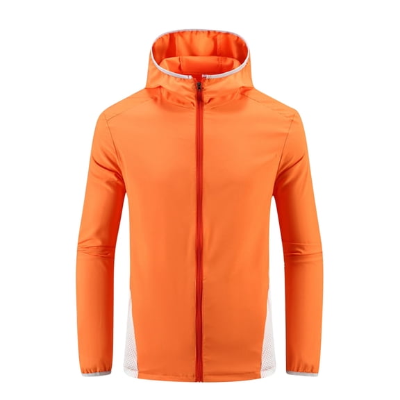 USNSM Men's Rain Jacket Waterproof Lightweight Raincoat Packable Rain Shell Windbreaker with Hood for Golf Hiking Travel Orange XXL